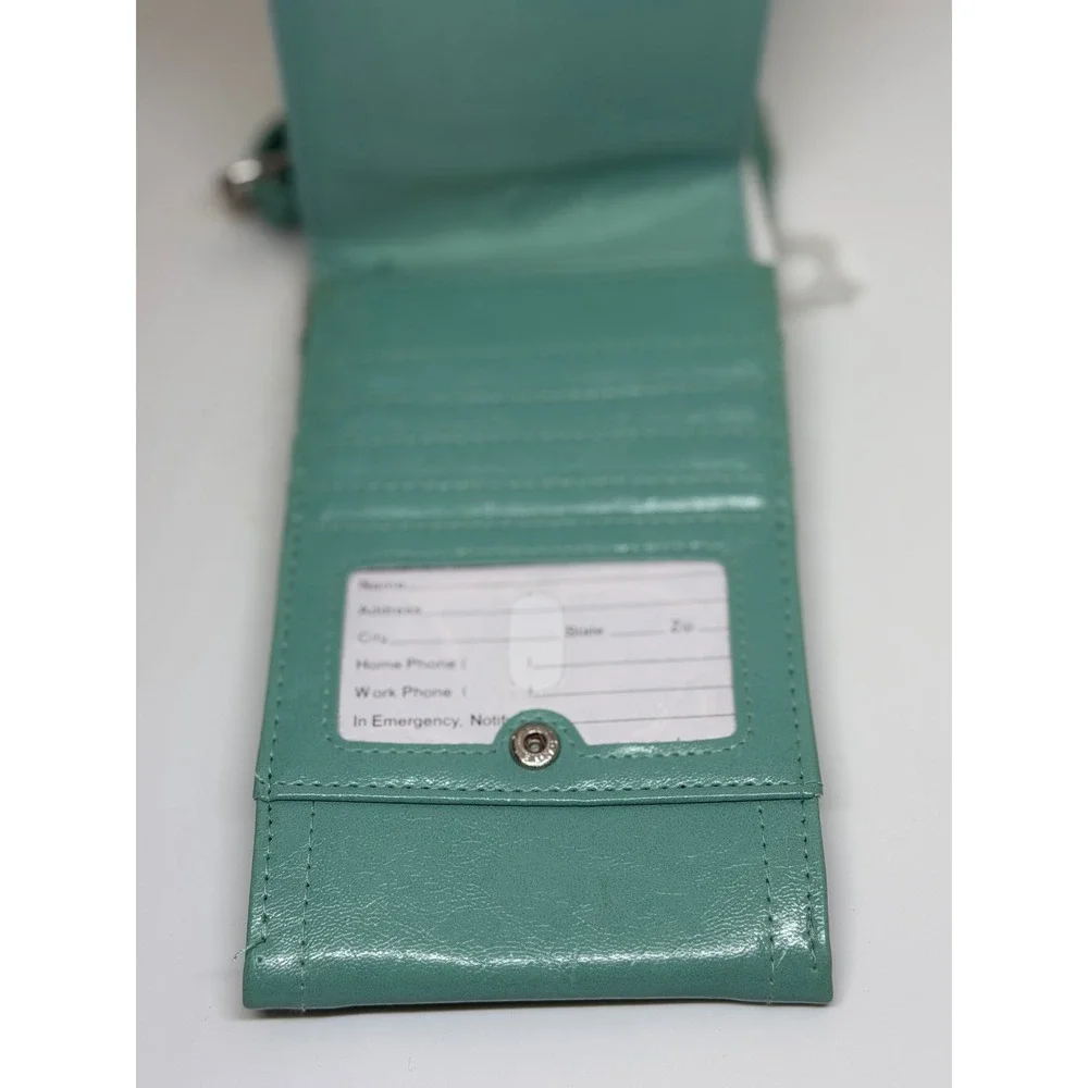 Time and Tru Crossbody Phone Wallet Teal Faux Leather Snap Travel Bag Womens NWT
